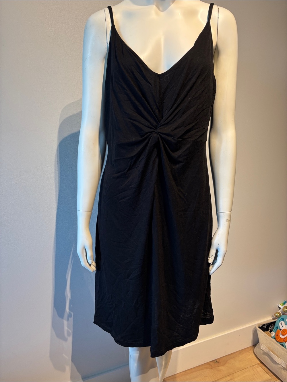 H&M Black Twist-Front Midi Slip Dress